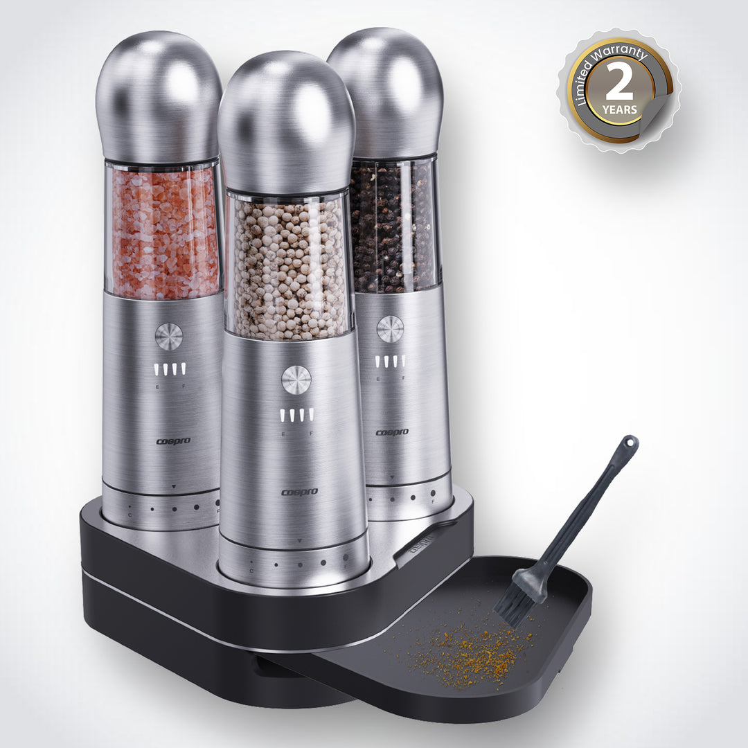 COSPRO 3-in-1 Electric Salt & Pepper Grinder Set