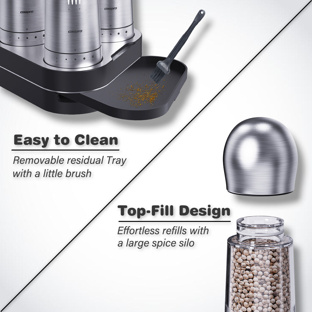 COSPRO 5-in-1 Electric Salt & Pepper Grinder Set