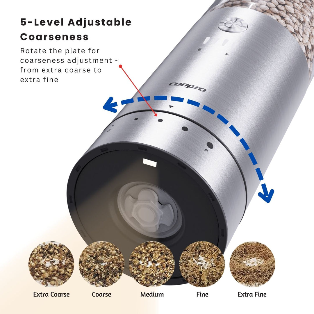 COSPRO 2-in-1 Electric Salt and Pepper Grinder with Smart Phone Wireless Charger (SPGH)