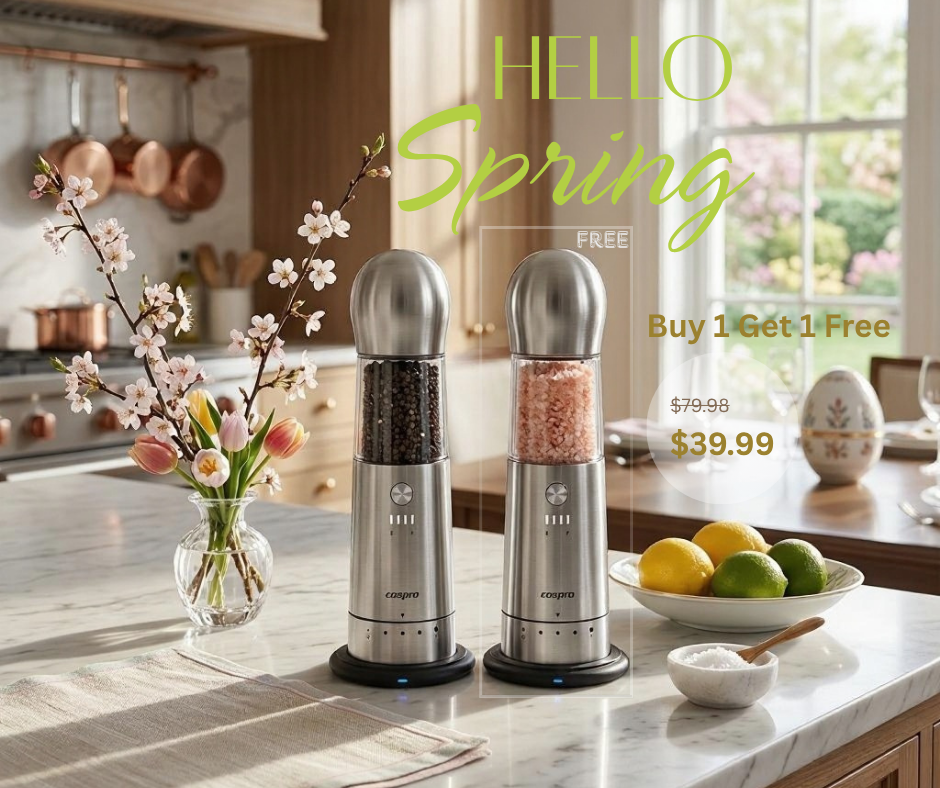 COSPRO 1-Pack Electric Salt & Pepper Grinder Set with Wireless